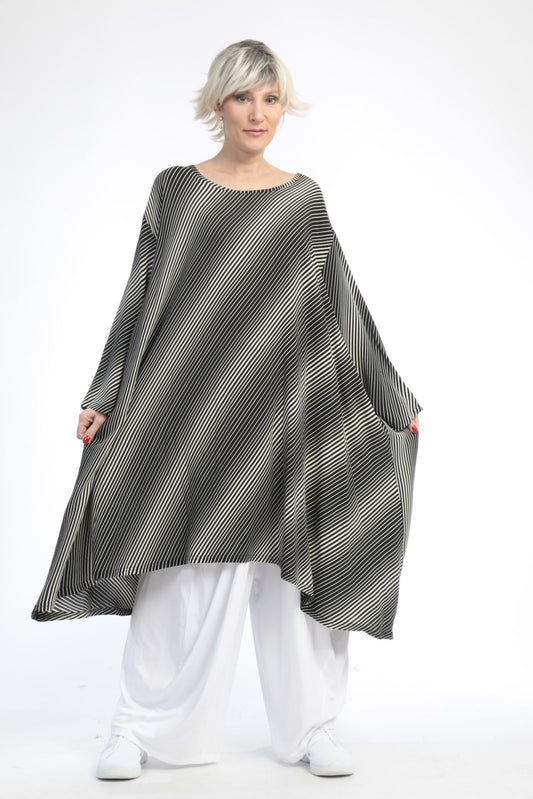 Summer big shirt in the shape of chiffon quality, Doppler in black and off-white