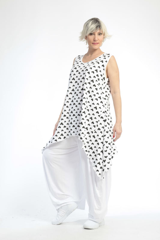 Summer tunic in A-shape made of soft jersey quality, Love in white-black