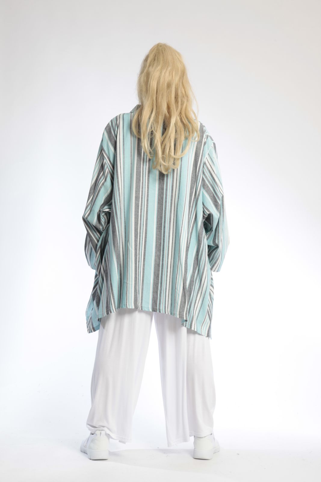 Summer jacket in mullet shape made of airy linen look quality, Candy in turquoise