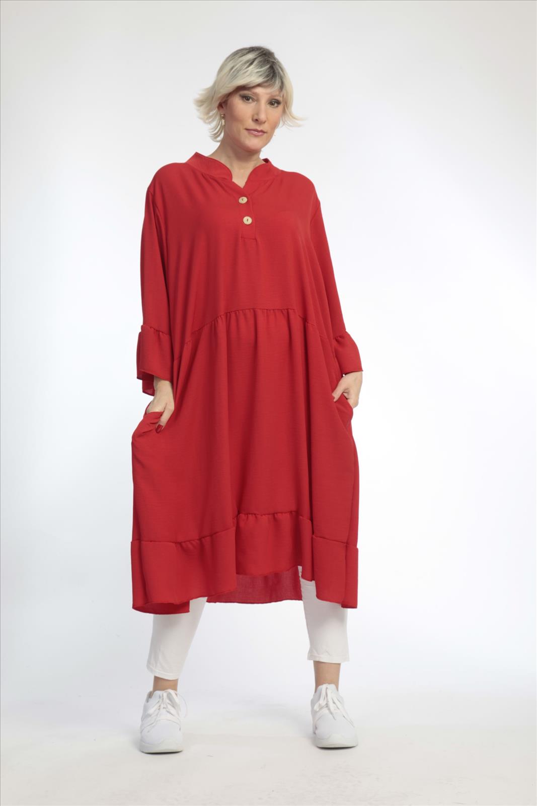 Sommer Kleid in gerader Form aus glatter Twill Qualität, Twill in Rot