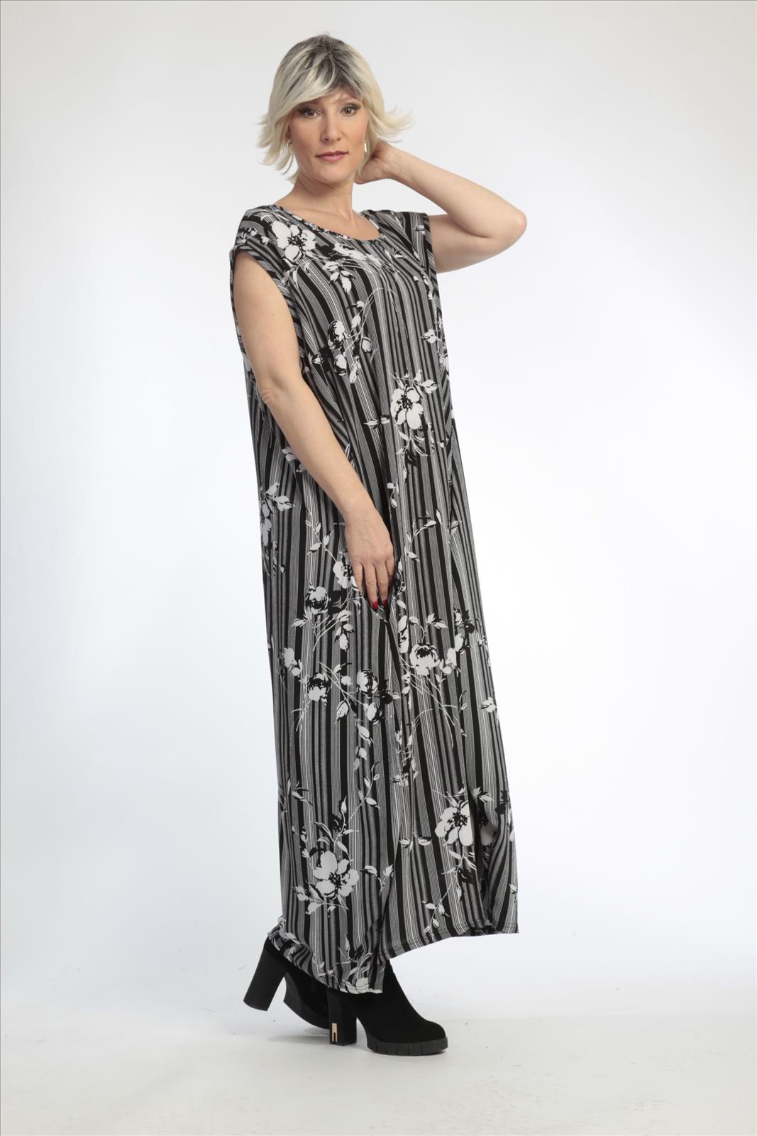 Summer dress in balloon shape made of chiffon quality, Zera in black and white