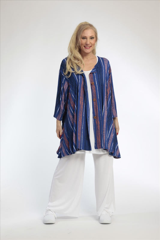 Summer jacket in A-shape made of soft jersey quality, Florida in royal blue-multi