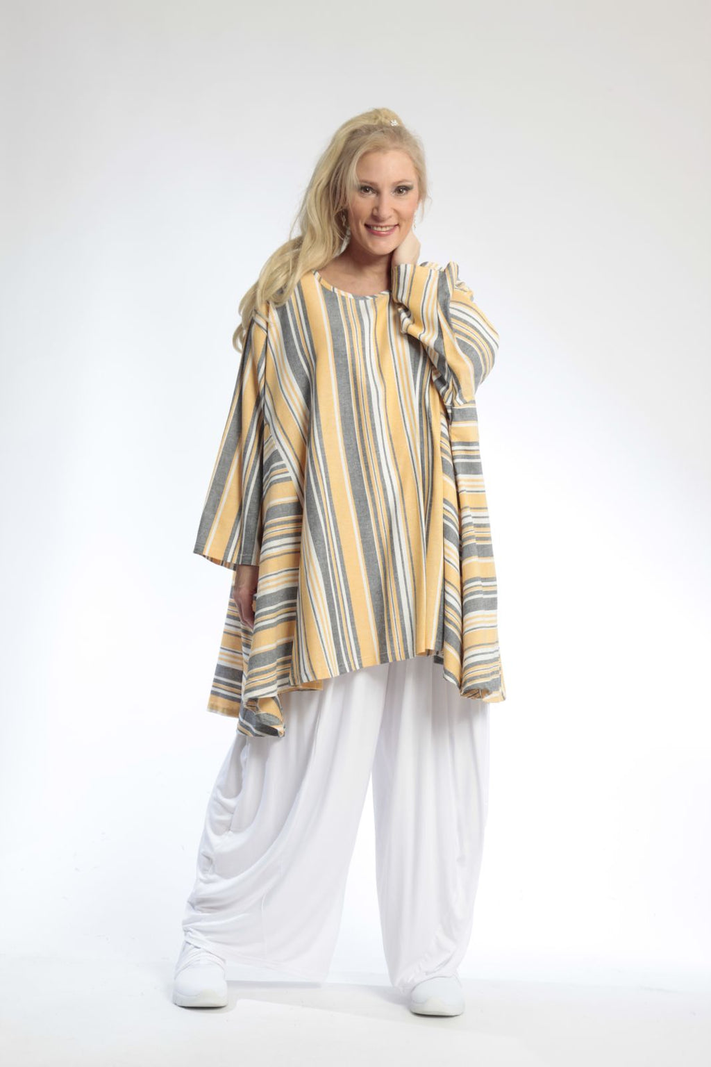 Summer big shirt in A-shape made of airy linen look quality, Candy in yellow