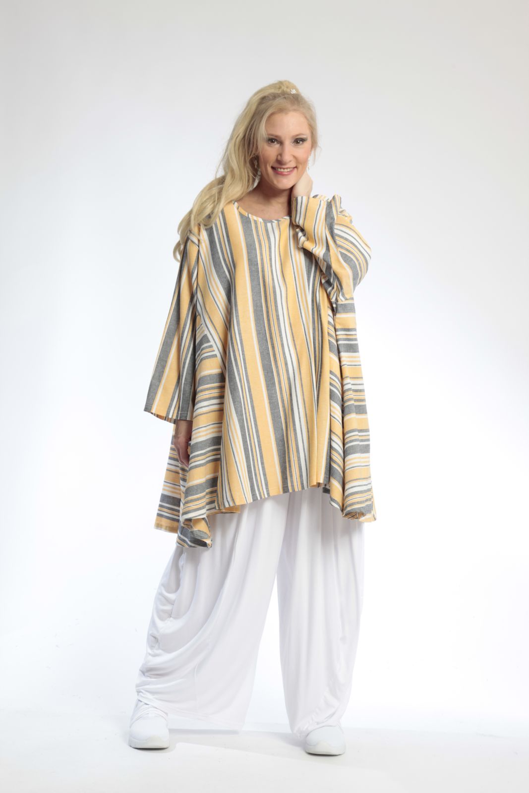 Summer big shirt in A-shape made of airy linen look quality, Candy in yellow