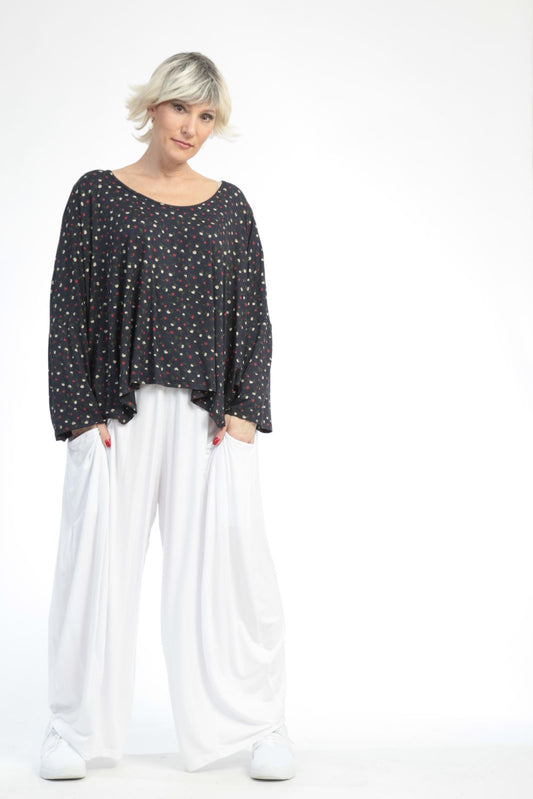 Summer big shirt in a boxy shape made of soft jersey quality, Rayan Blossom in dark blue