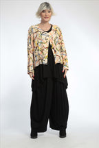 Summer jacket in a rounded shape made of linen look quality, Terra in apricot-multi