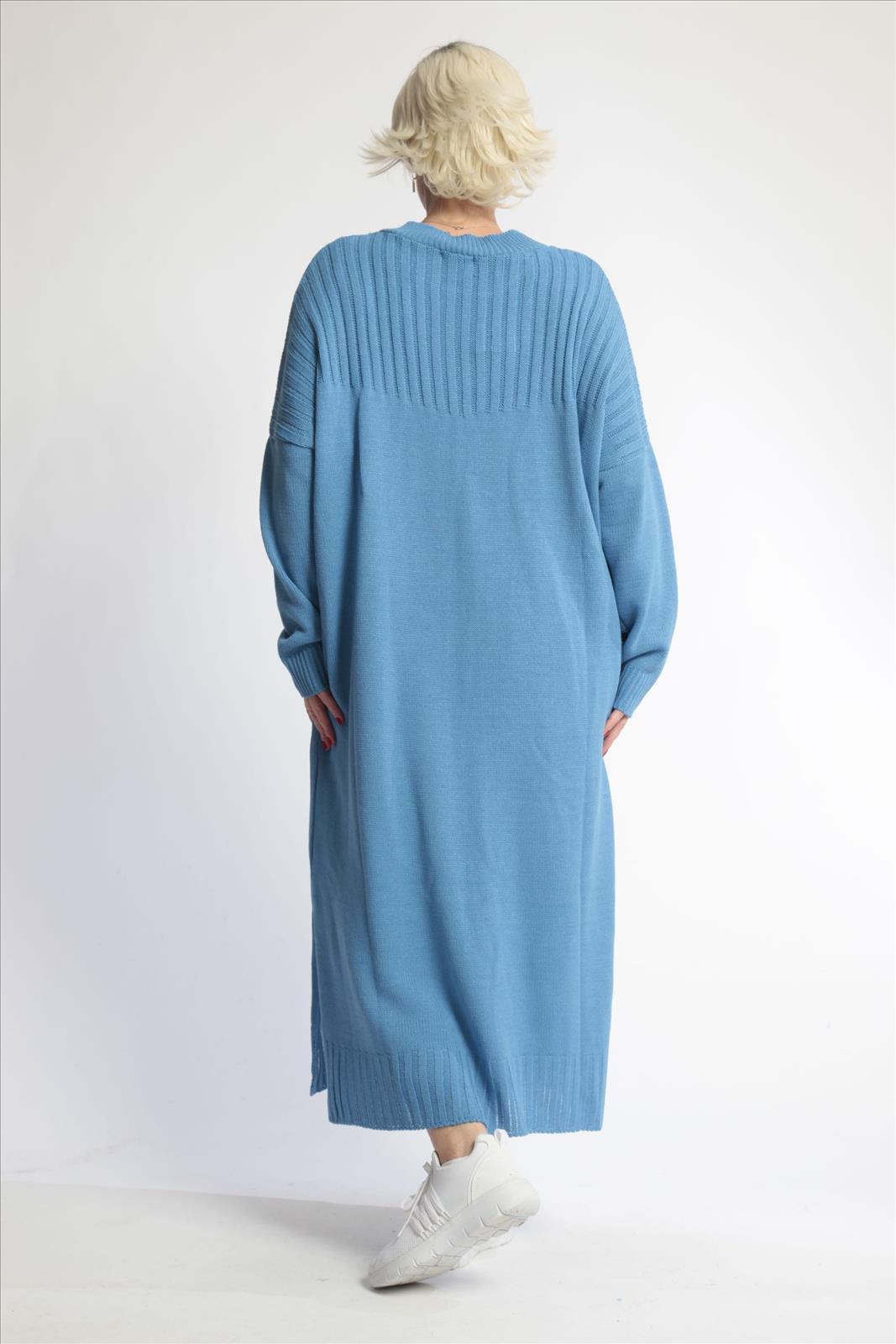 Alltags Kleid in gerader Form aus feiner Strick Qualität, Strick in Blau