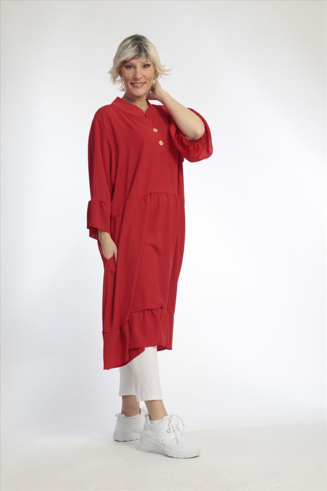 Sommer Kleid in gerader Form aus glatter Twill Qualität, Twill in Rot