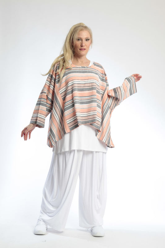 Summer big shirt in a boxy shape made of airy linen look quality, Candy in orange