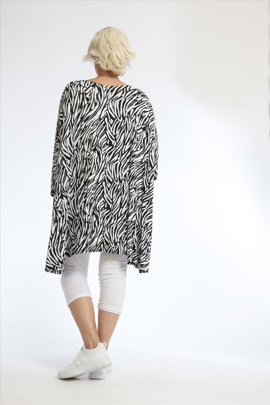 Sommer Jacke in A-Form aus feiner Jersey Qualität, Zebra in Schwarz-Weiß