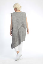 Summer tunic in an asymmetrical shape made of poplin quality, boa in gray and white