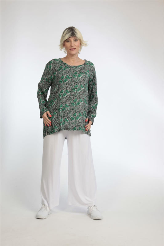 Straight-cut summer shirt made of quality poplin, white-black-green