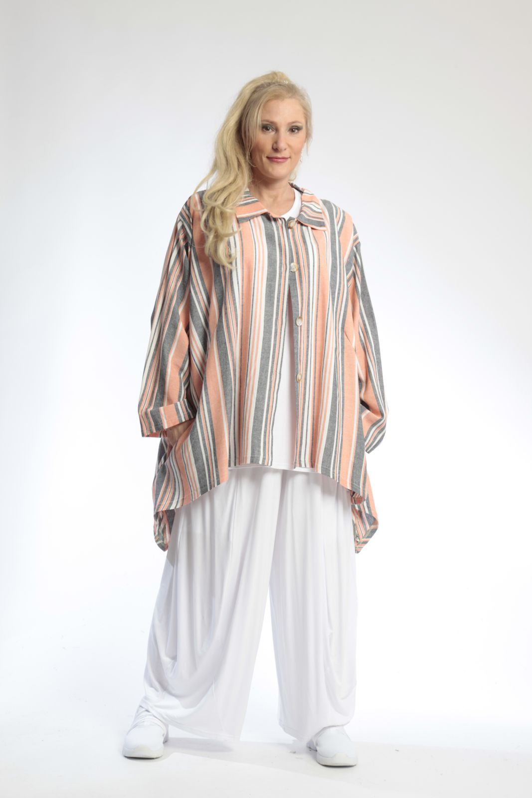 Sommer Jacke in Vokuhila Form aus luftiger Leinen Optik Qualität, Candy in Orange