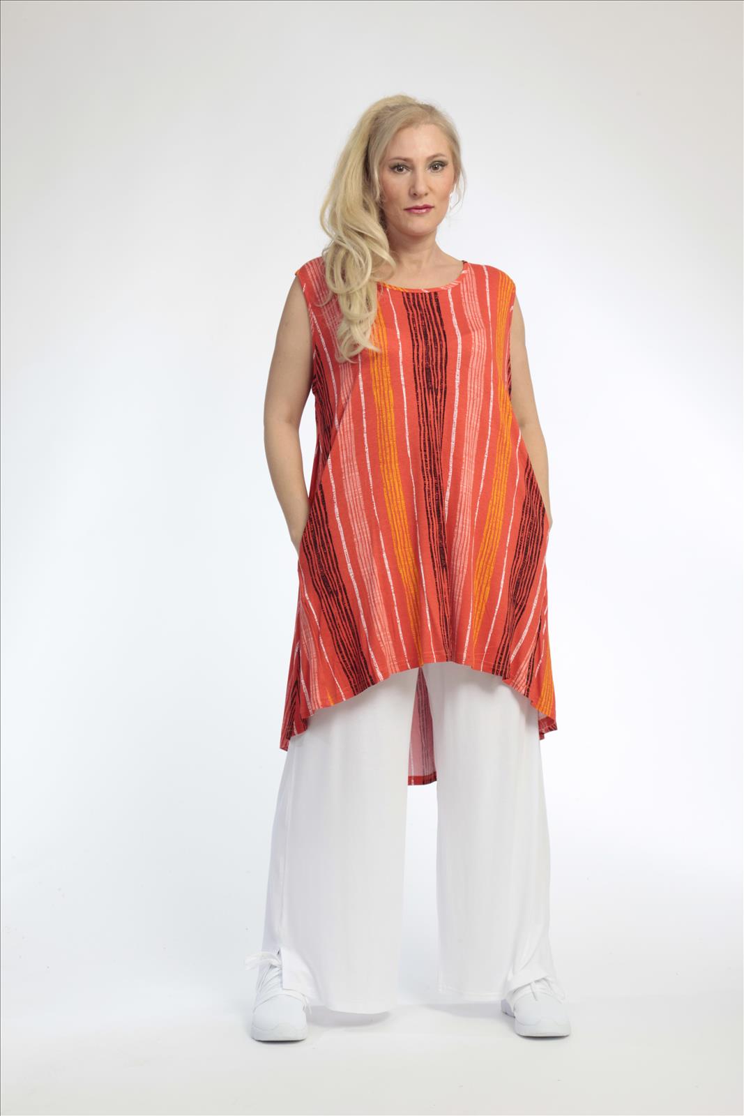 Sommer Tunika in A-Form aus weicher Jersey Qualität, Florida in Orange-Multi