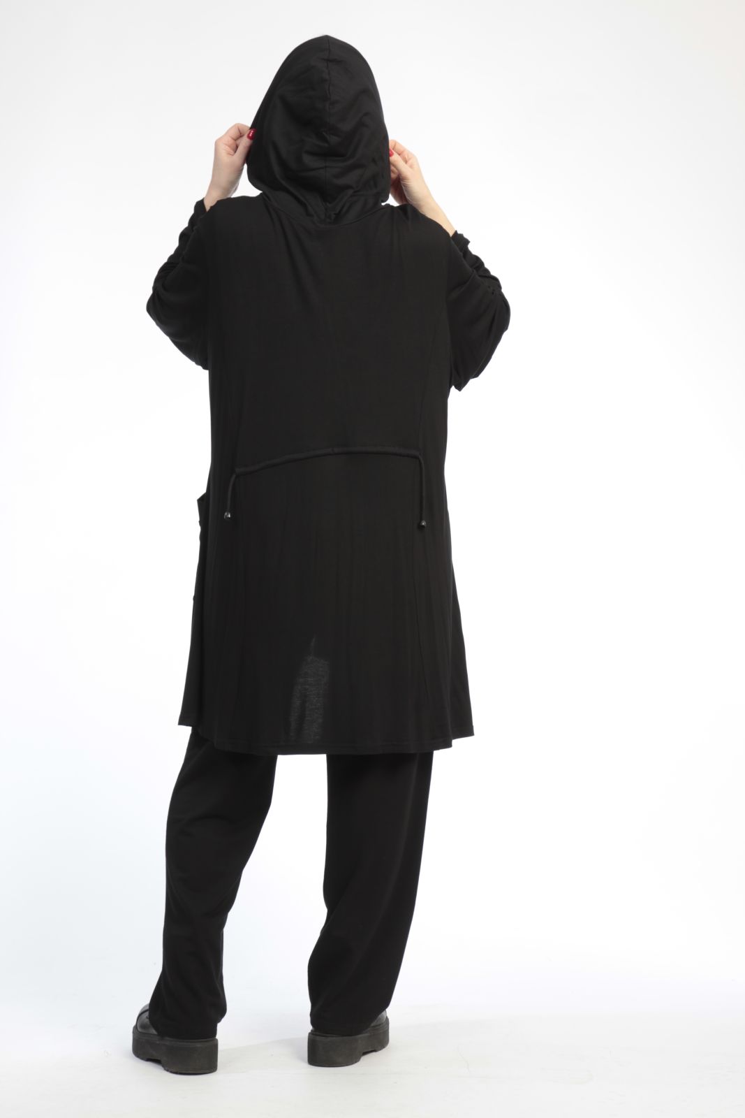 Alltags Jacke in A-Form aus weicher Jersey Qualität, Viskose-Basics in Schwarz