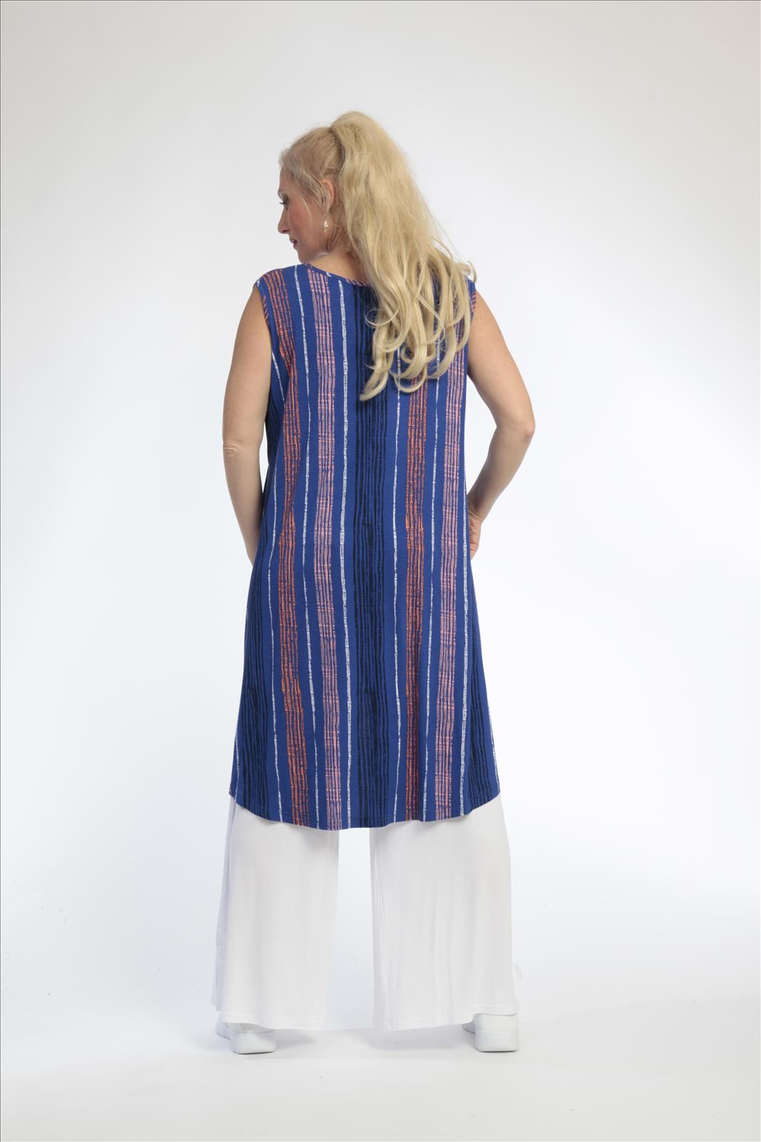 Summer tunic in A-shape made of soft jersey quality, Florida in royal blue-multi