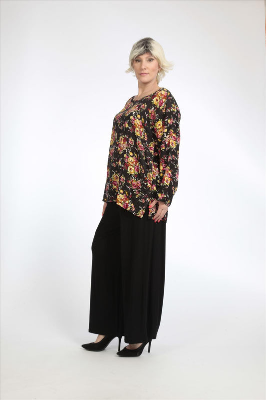 Straight-cut summer shirt made of quality poplin, black-multi