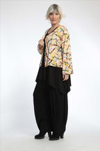 Summer jacket in a rounded shape made of linen look quality, Terra in apricot-multi