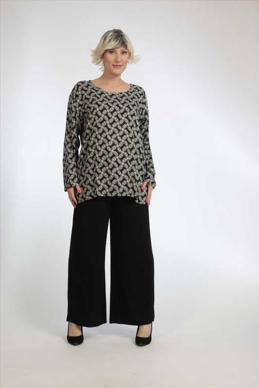 Straight-cut summer shirt made of poplin quality, black and white