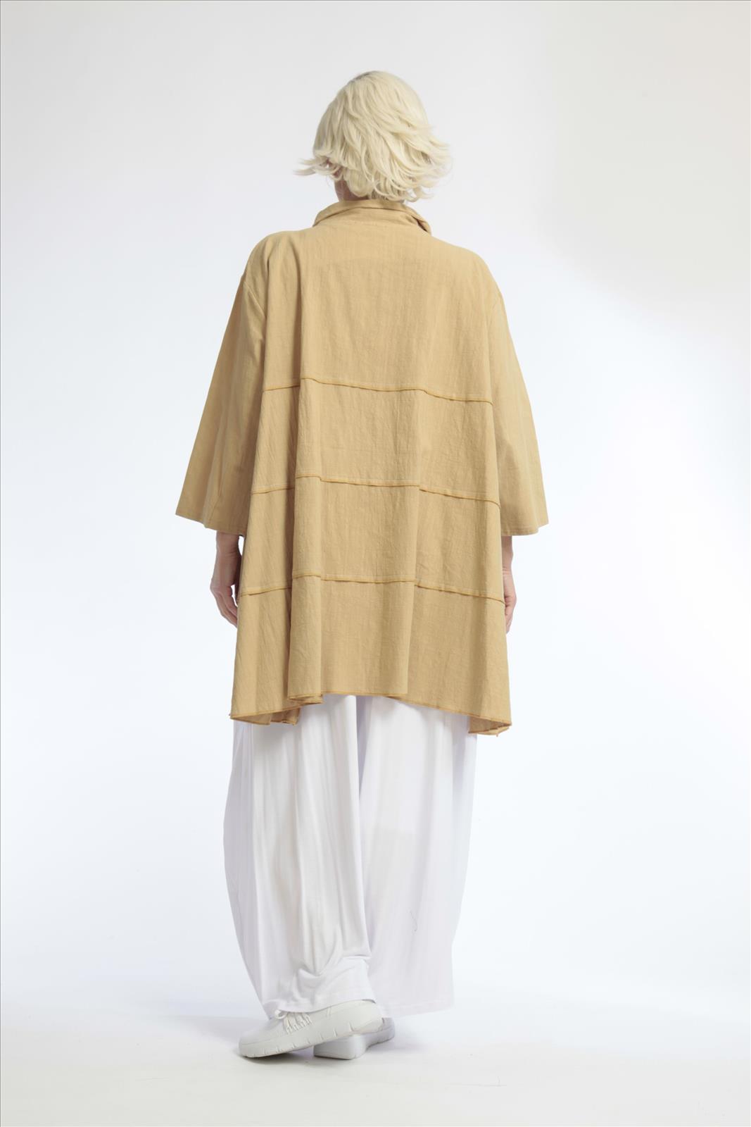 Summer jacket in A-shape made of crashed linen look quality, Cottona in beige