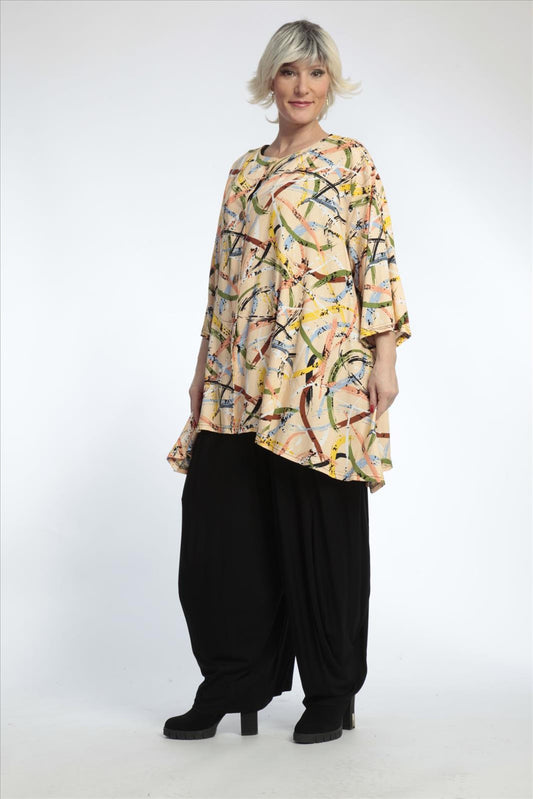 Summer jacket in A-shape made of linen look quality, Terra in apricot-multi