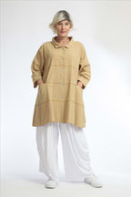 Summer jacket in A-shape made of crashed linen look quality, Cottona in beige