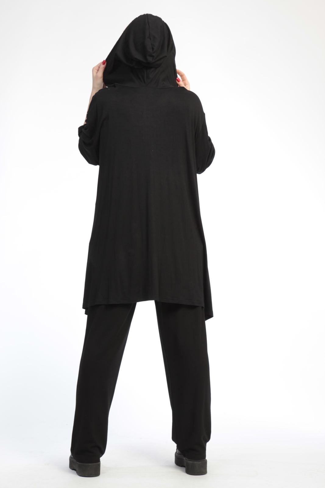 Alltags Jacke in A-Form aus weicher Jersey Qualität, Viskose-Basics in Schwarz