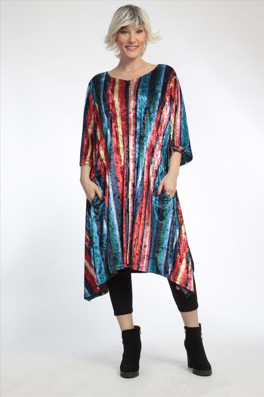 Summer jacket in A-shape made of velor quality, Latte in multicolor