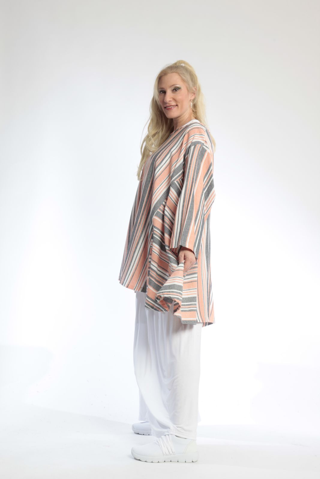 Summer big shirt in A-shape made of airy linen look quality, Candy in orange