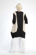 Summer shirt in balloon shape made of airy poplin quality, Baali in black-beige