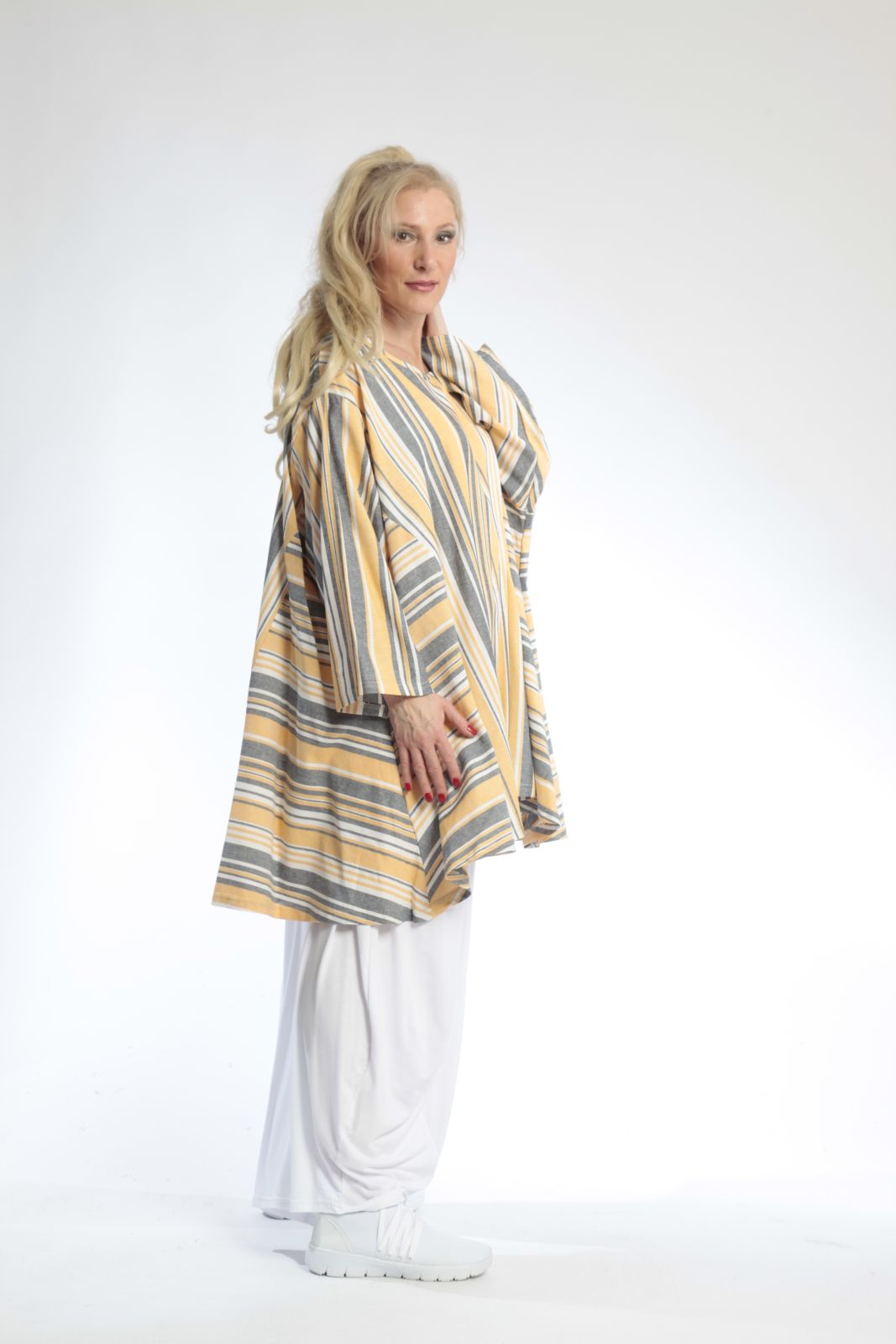 Summer big shirt in A-shape made of airy linen look quality, Candy in yellow