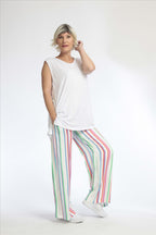 Summer trousers in a straight shape made of fine satin quality, Lainy in multicolor