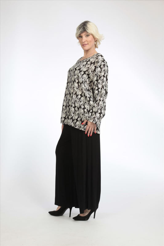 Straight-cut summer shirt made of poplin quality, black and white