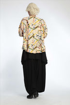 Summer jacket in a rounded shape made of linen look quality, Terra in apricot-multi