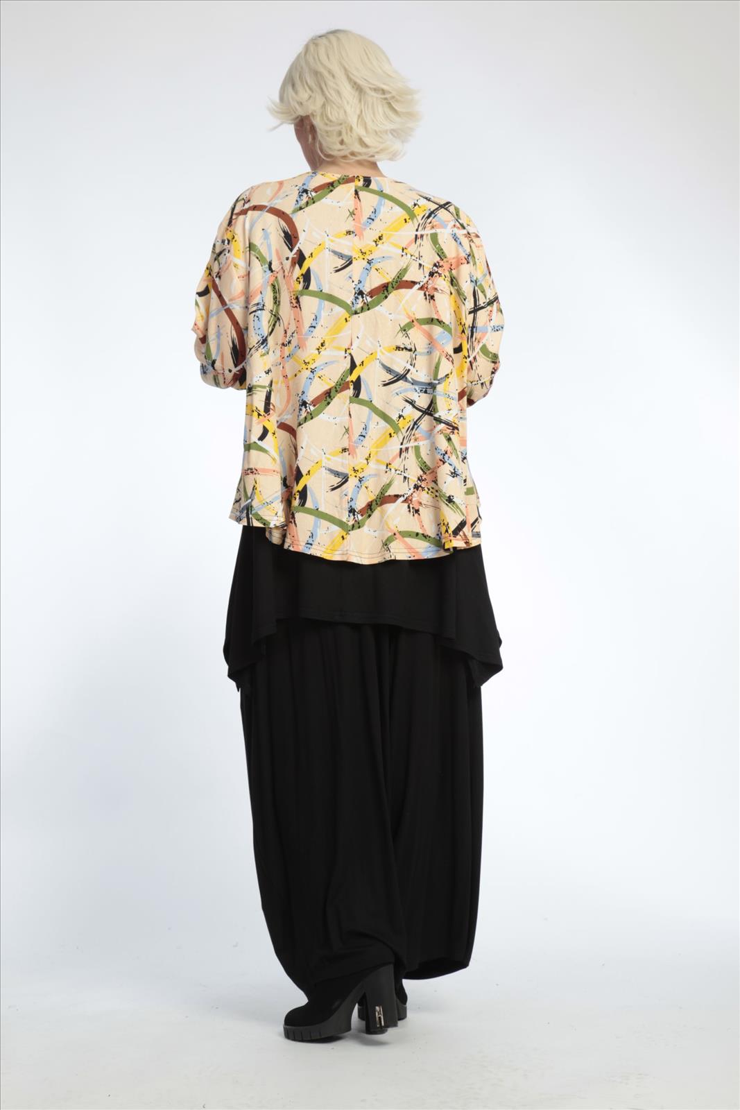 Summer jacket in a rounded shape made of linen look quality, Terra in apricot-multi