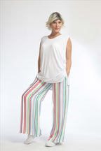 Summer trousers in a straight shape made of fine satin quality, Lainy in multicolor