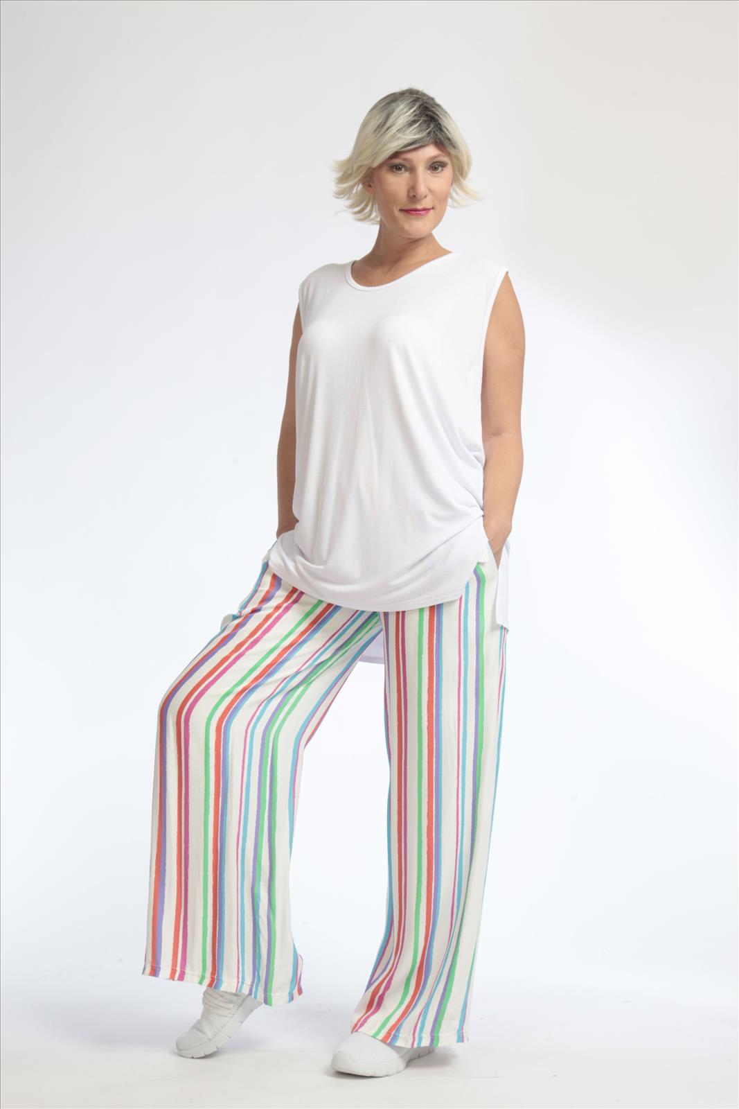 Summer trousers in a straight shape made of fine satin quality, Lainy in multicolor