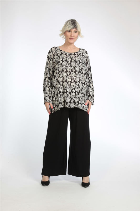 Straight-cut summer shirt made of poplin quality, black and white