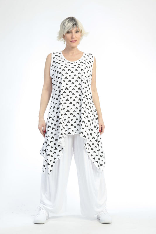 Summer tunic in A-shape made of soft jersey quality, Love in white-black