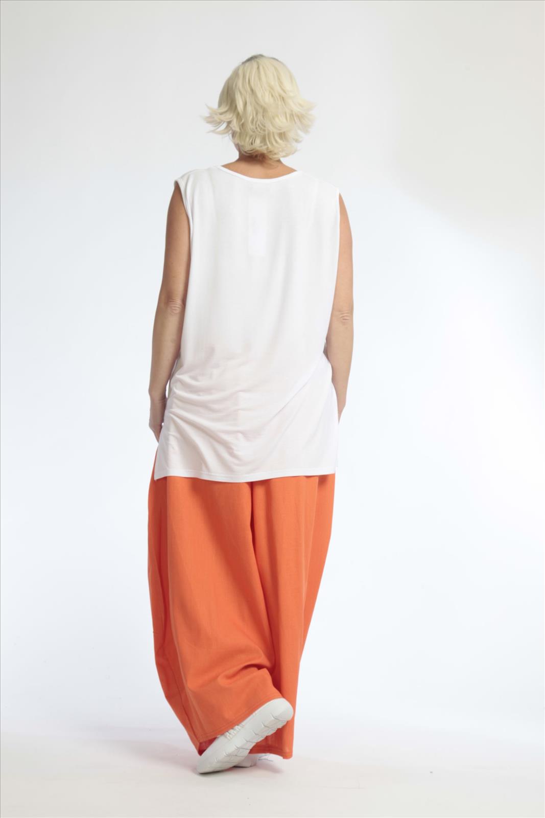 Summer trousers in balloon shape made of fine linen look quality, Softy in orange