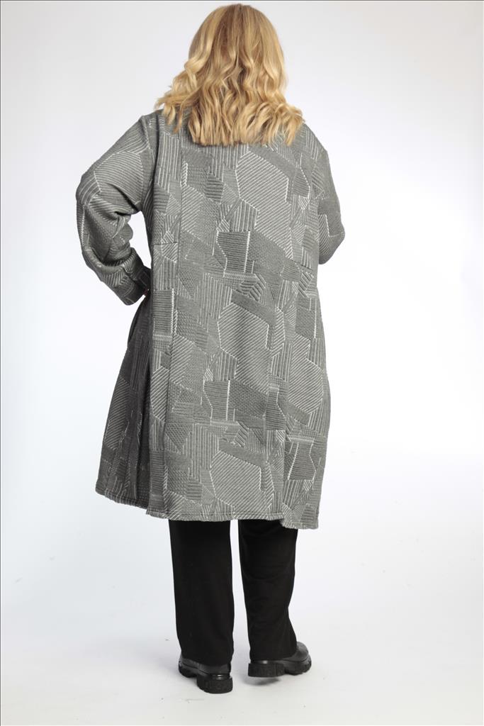 Winter coat in balloon shape made of jacquard quality, semolina in gray and white