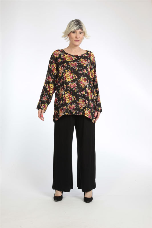 Straight-cut summer shirt made of quality poplin, black-multi