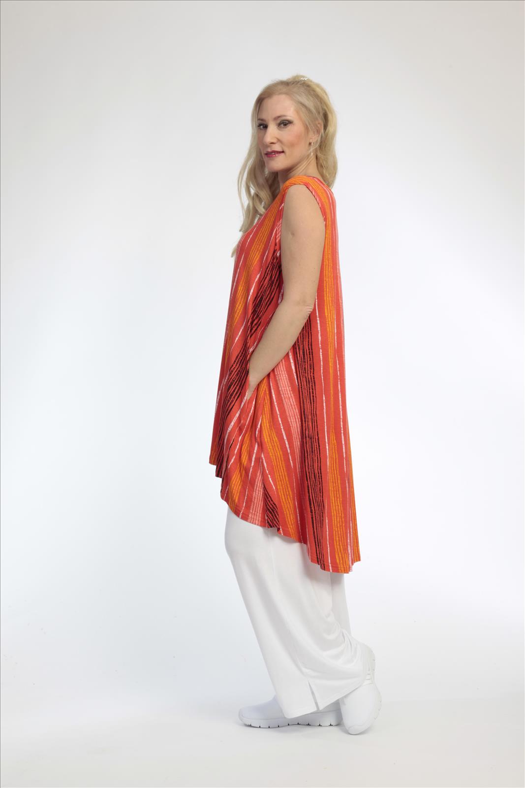 Sommer Tunika in A-Form aus weicher Jersey Qualität, Florida in Orange-Multi