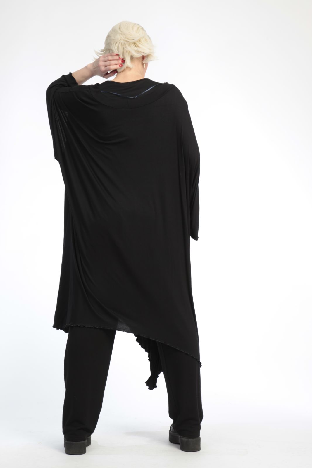 Alltags Kleid in A-Form aus glatter Jersey Qualität, Viskose-Basics in Schwarz