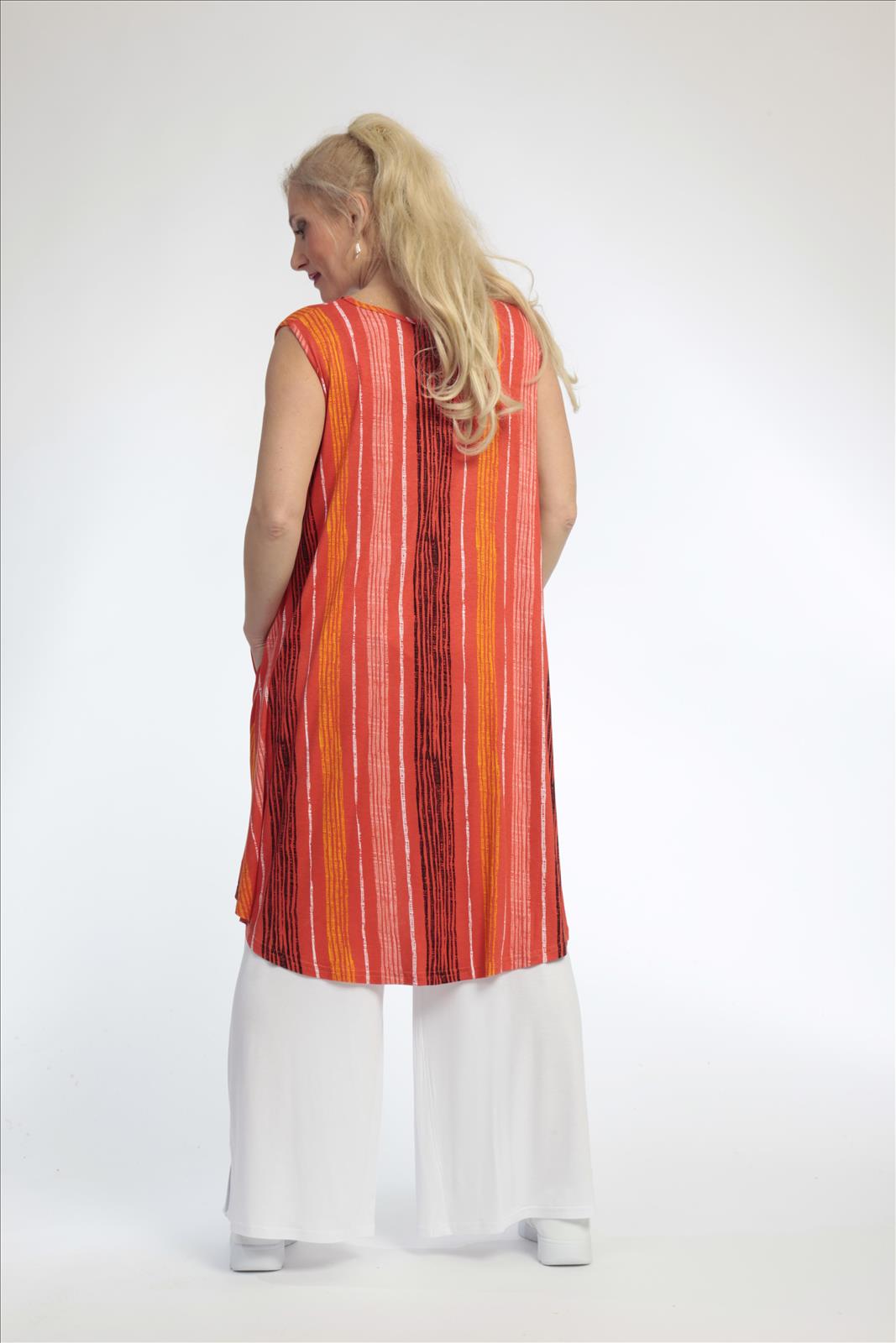 Sommer Tunika in A-Form aus weicher Jersey Qualität, Florida in Orange-Multi