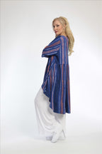 Sommer Shirt in Vokuhila Form aus weicher Jersey Qualität, Florida in Royalblau-Multi