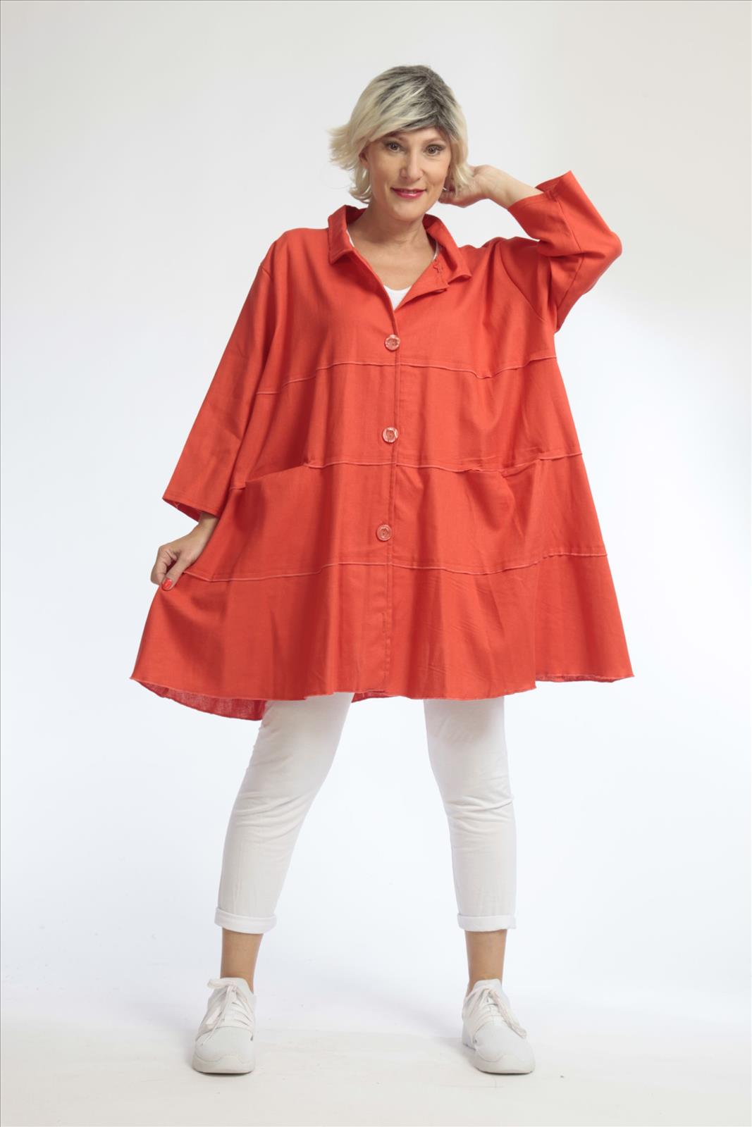 Sommer Jacke in A-Form aus feiner Leinen Optik Qualität, Softy in Rot