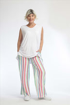 Summer trousers in a straight shape made of fine satin quality, Lainy in multicolor
