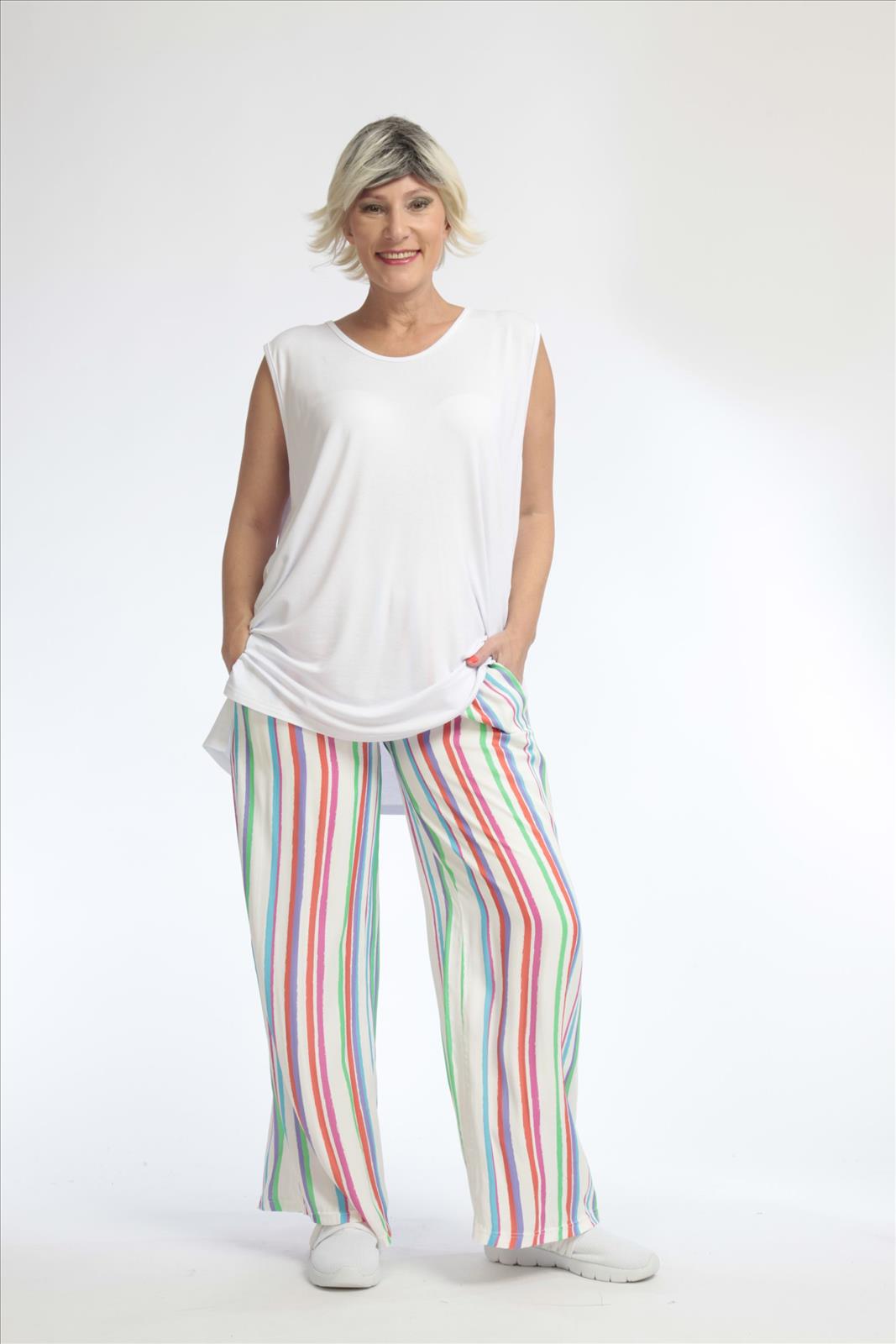 Summer trousers in a straight shape made of fine satin quality, Lainy in multicolor