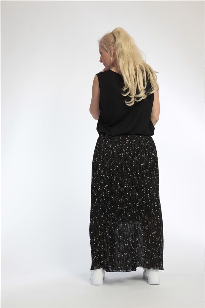 Summer skirt in a straight shape made of pleated quality, Violla-Small in black-multi